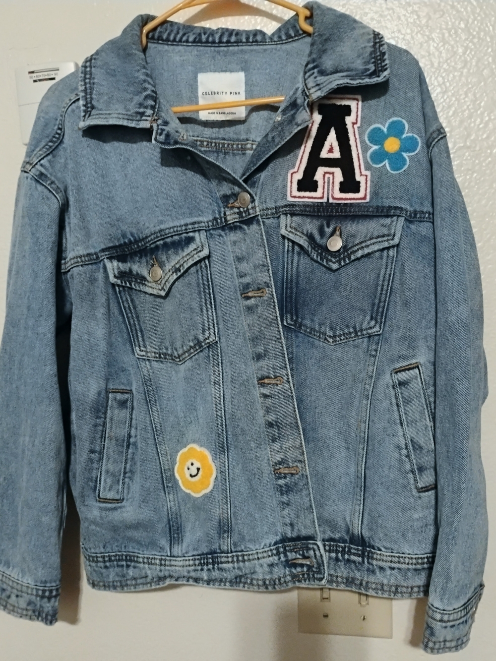 Celebrity Pink Girls' Light Blue Denim Jacket with Patch Details